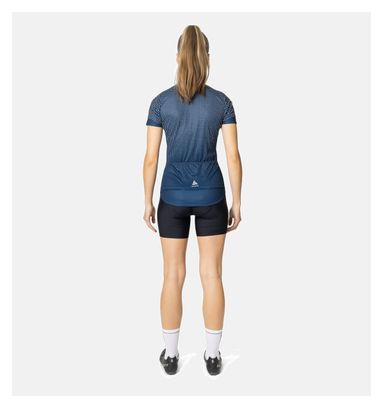 Odlo Essential Women's Short Sleeve Zip Jersey Blue/White