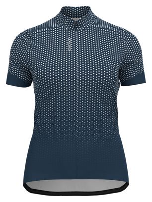 Odlo Essential Women's Short Sleeve Zip Jersey Blue/White