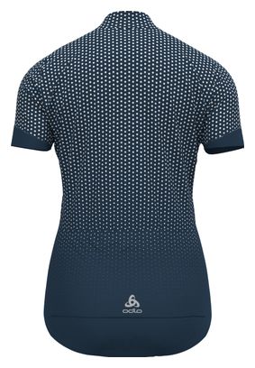 Odlo Essential Women's Short Sleeve Zip Jersey Blue/White