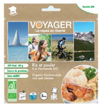 Repas Lyophilisé Voyager Riz et poulet à la Normande BIO 80g