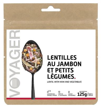 Repas Lyophilisé Voyager Lentilles au jambon et petits légumes 125g