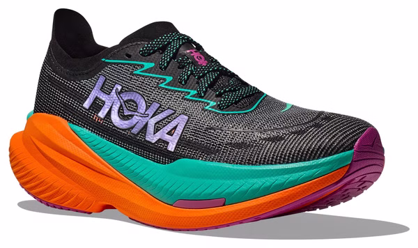 Hoka Mach X Running Shoes Black/Green/Orange Women