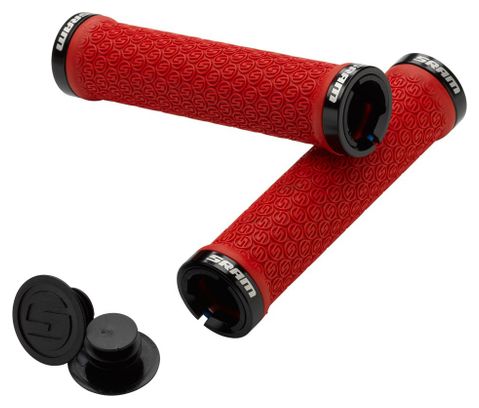 Sram Locking Grips Red with Double Clamps & End Plugs