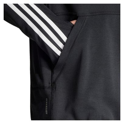 Haut à capuche adidas Own The Run 3 bandes Noir Homme