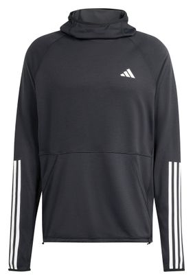 Haut à capuche adidas Own The Run 3 bandes Noir Homme