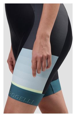 Cuissard Velo Avec Bretelless Rogelli Impress II Femme Noir/Bleu/Jaune