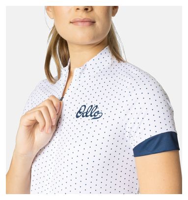 Odlo Essential Women's Short Sleeve Zip Jersey White / Blue