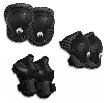 Equipement de Protection Noir Crazy Safety pour les coudes  genoux et poignets | Cyclisme | Skate | Inline | Certifié