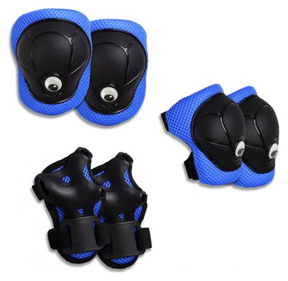 Equipement de Protection Bleu Crazy Safety pour les coudes  genoux et poignets | Cyclisme | Skate | Inline | Certifié