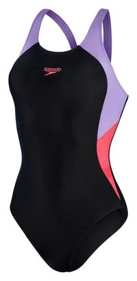 Einteiliger Badeanzug für Frauen Speedo Colourblock Splice Muscleback Schwarz