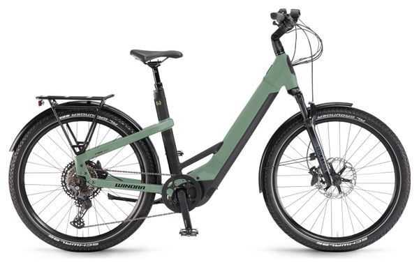 Gereviseerd product - Winora Yakun 12 Lowstep Shimano Deore 12V 750 Wh 27.5'' Groen Defender 2023 Elektrische Mountainbike