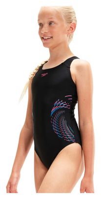 Maillot de Bain Fille 1 Pièce Speedo Plastisol Placem Muscleback Noir Rose