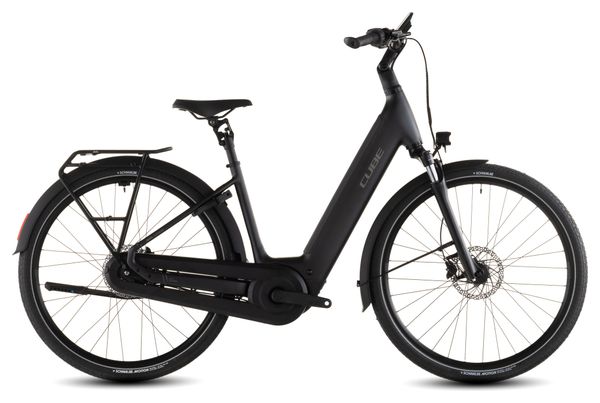 Cube Supreme Hybrid Comfort Pro 600: bici da città elettrica con accesso facilitato, cambio Enviolo, batteria da 600 Wh, ruote da 26", colore grigio, modello 2026