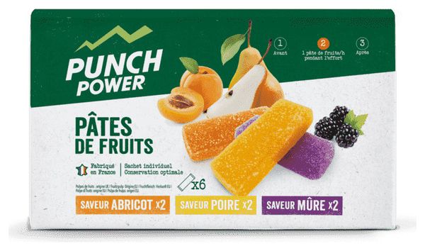Punch Power Pâtes de Fruits Energétiques - Lot de 12 x 6 - Saveur Multifruits