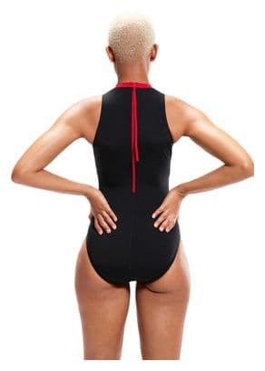 Speedo Women's ECO+ Dig Placem Hydrasuit 1-Piece Swimsuit Black Red