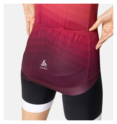 Maillot de manga corta con cremallera Odlo <strong>Zeroweight</strong> para mujer Rojo / Burdeos