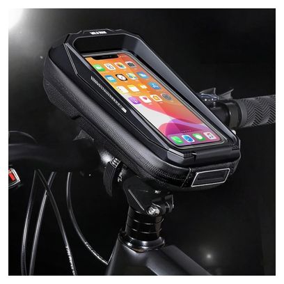 Sacoche de guidon WILD MAN de vélo étanche avec porte-téléphone noire