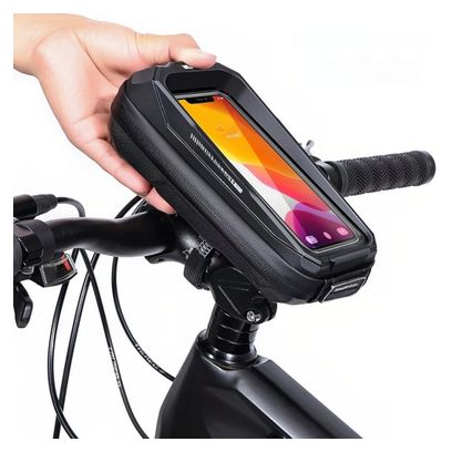 Sacoche de guidon WILD MAN de vélo étanche avec porte-téléphone noire