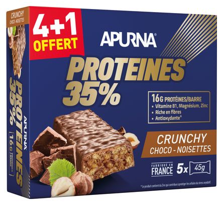 Barre Protéines 35% APURNA Crunchy Chocolat-Noisette 5x45g