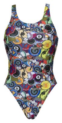 Swimsuit Woman ARENA SWIM TECH HIGH PHANTASY PRINTS MOTO PATCHES Red