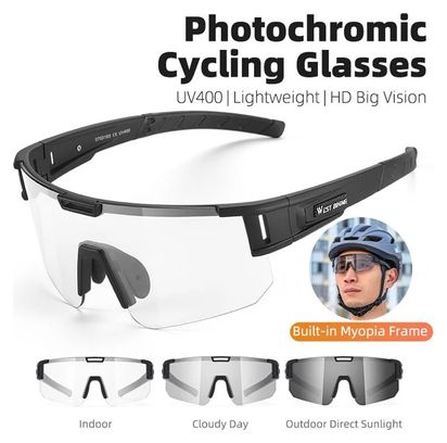 Lunettes de soleil de sport photochromiques anti-vent - noir