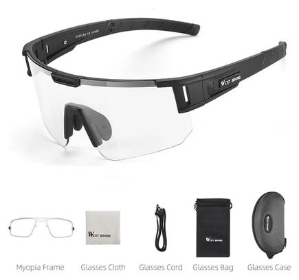 Lunettes de soleil de sport photochromiques anti-vent - noir
