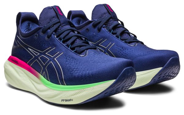 Chaussures de Running Asics Gel Nimbus 25 Bleu Vert Rose Femme