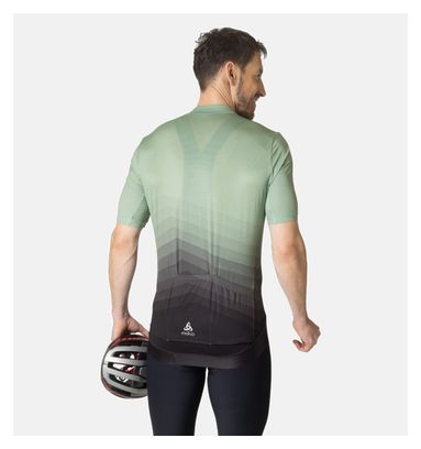 Odlo Zeroweight Short Sleeve Zip Jersey Green / Black