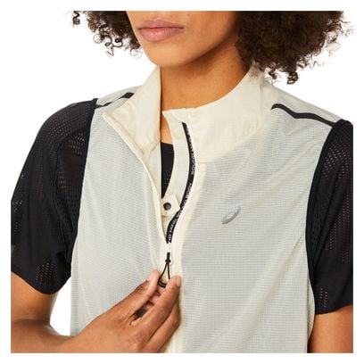 Women's Asics Metarun Packable Beige Sleeveless Jacket
