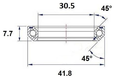 Roulement de Direction Black Bearing B8 30.5 x 41.8 x 7.7 mm 45/45°