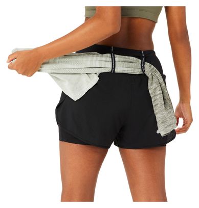 2-in-1 Shorts Damen Asics Road 3.5in Schwarz