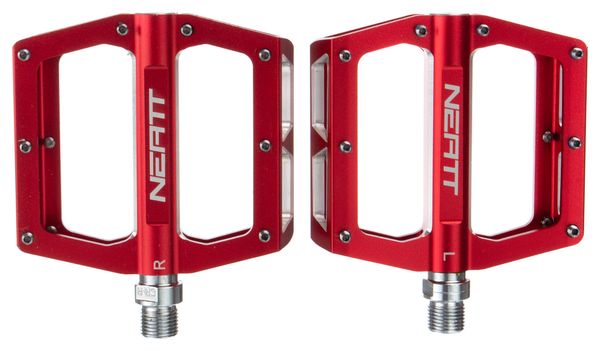 Pair of Neatt Attack V2 8 Pin Flat Pedals Red