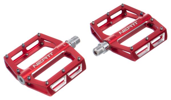 Pair of Neatt Attack V2 8 Pin Flat Pedals Red