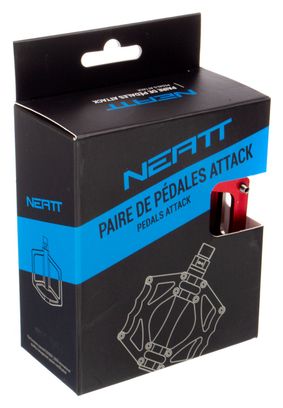 Pair of Neatt Attack V2 8 Pin Flat Pedals Red