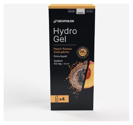 Gels énergétiques Decathlon Nutrition Hydro Gel+ Pêche - 4x62g