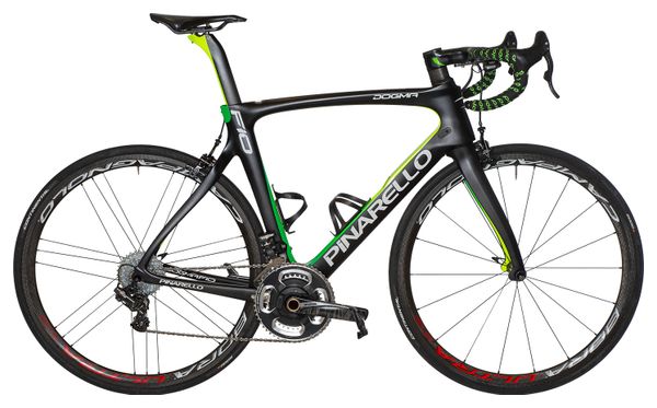 Prodotto ricondizionato - Bicicletta da strada Pinarello Dogma F10 Campagnolo Super Record EPS 11V Nero Mat/Verde 2019