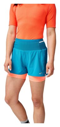 Brooks High Point 2.0 3inch Women's 2-in-1 Short Blue/Corail