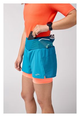 Brooks High Point 2.0 3inch Women's 2-in-1 Short Blue/Corail