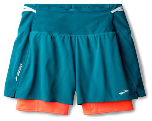Brooks High Point 2.0 3inch Women's 2-in-1 Short Blue/Corail