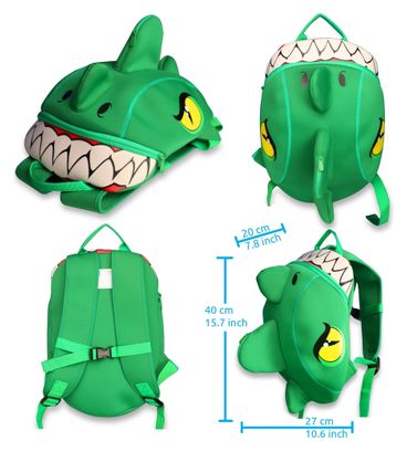 Crazy Safety pack-Casque Crocodile Vert pour enfants  sac à dos  sonnette  gants