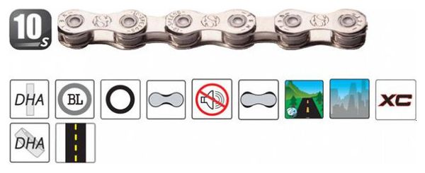 Chaîne Yaban 10 Vitesses 1/2'' 11/128'' - 136 Maillons Yaban Special ebike Argent 
