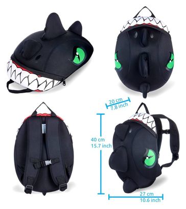 Crazy Safety pack - Casque Dragon Noir pour enfants  sac à dos  sonnette  gants