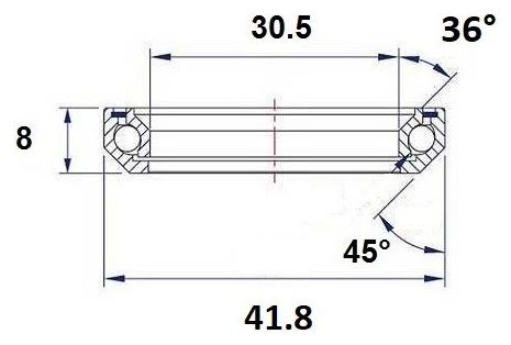 BLACK BEARING BEARING 30.5 x 41.8 x 8 mm 36 ° / 45