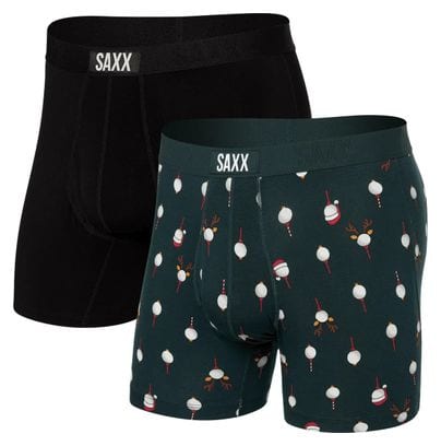 Set van 2 Saxx Ultra Super Soft Boxershorts Zwart/Groen