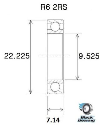 Black Bearing R6-2RS 9,53 x 22,23 x 7,14 mm