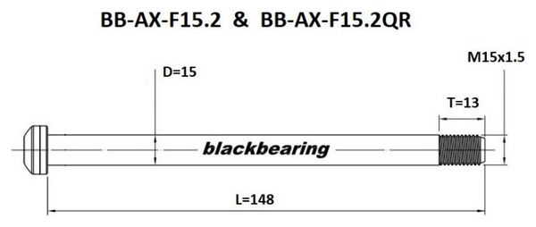 Axe Avant Black Bearing RockShox QR - 15 mm - 148 - M15x1.5 - 13 mm