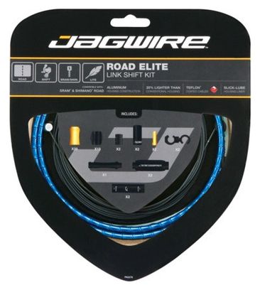 Kit Câble et Gaine Route Jagwire Road Elite Link pour Dérailleur Bleu