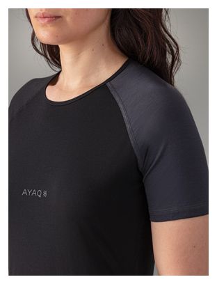 Maglia a maniche corte da donna AYAQ Biafo Merinos Nero