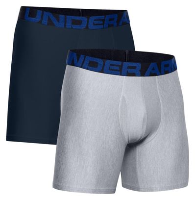 Under Armour Tech Boxerjocks 15cm (Set van 2) Blauw Grijs Heren