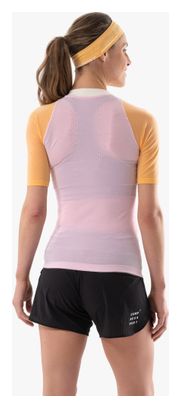 T-Shirt Running Compressport Trail Racing Postural Rose/Orange Femme